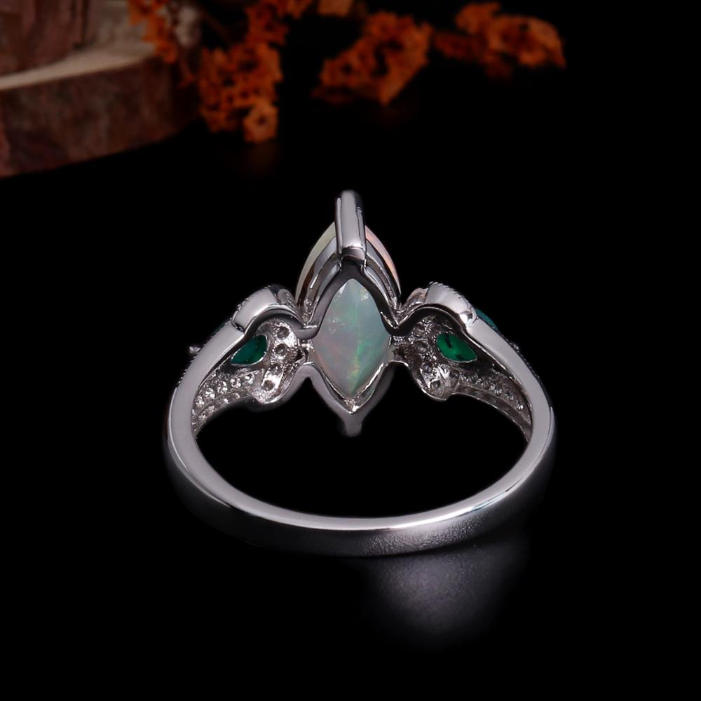 Exquisite opal ring S925 silver with natural ethiopia opal gemstones fine jewelry for women mom wife nice birthday party gift