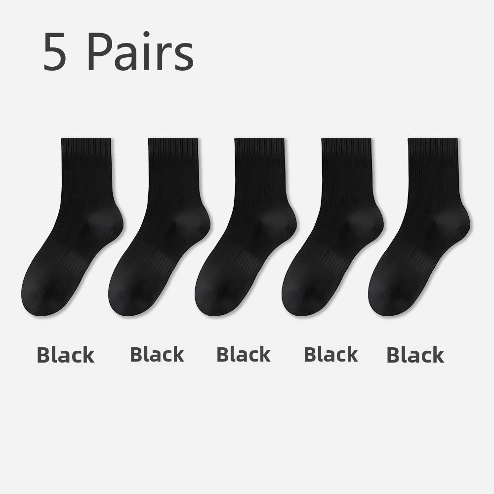 5 Pairs of Women's Spring and Summer Mesh Boneless Anti-bacterial, Anti-odour, Sweat-absorbent Long Casual Socks