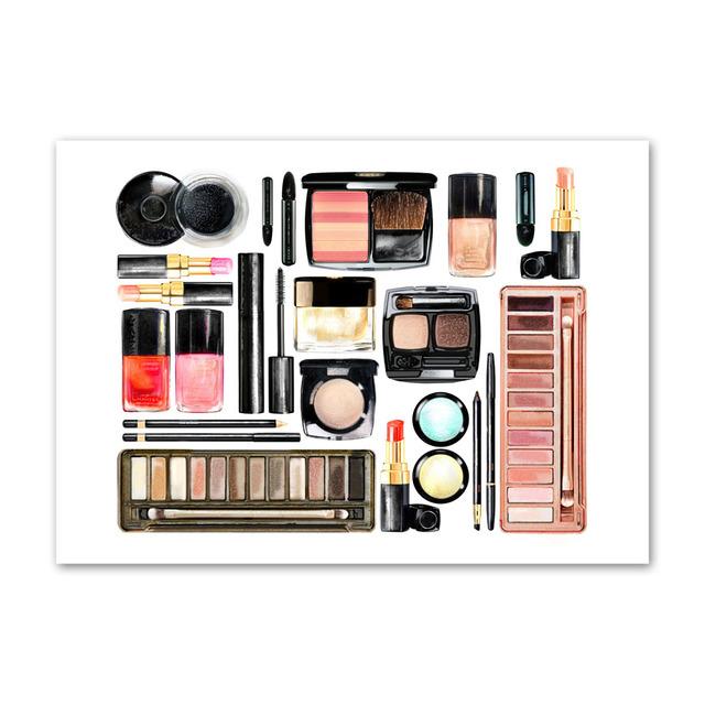 Lipstick Perfume Brush High Heels Flowers Wall Art Canvas Painting Nordic Posters And Prints Wall Pictures For Living Room Decor