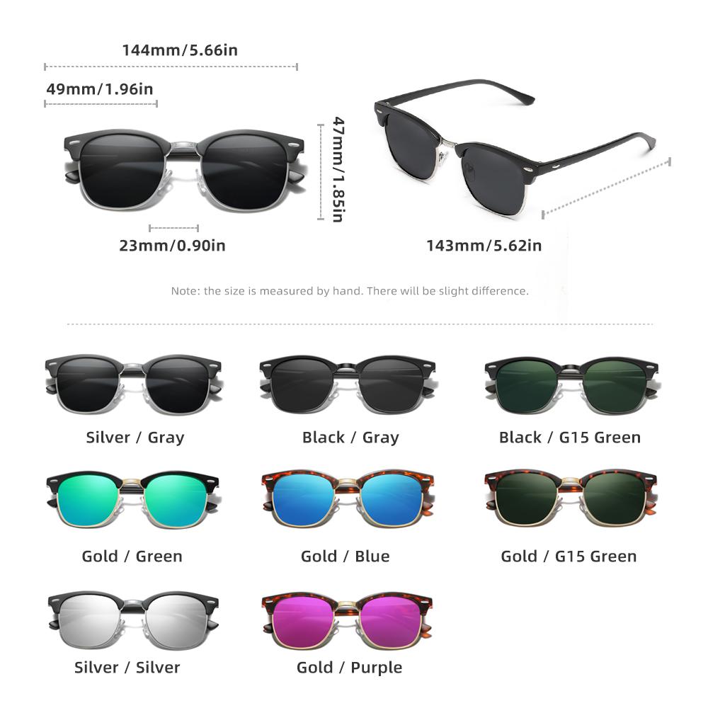 RBsunny Módne HD Zrkadlové Šošovky Slnečné Okuliare Pánske Šoférske Outdoorové Polarizované UV400 Okuliare Okrúhle PC Zliatinové Dámske Okuliare