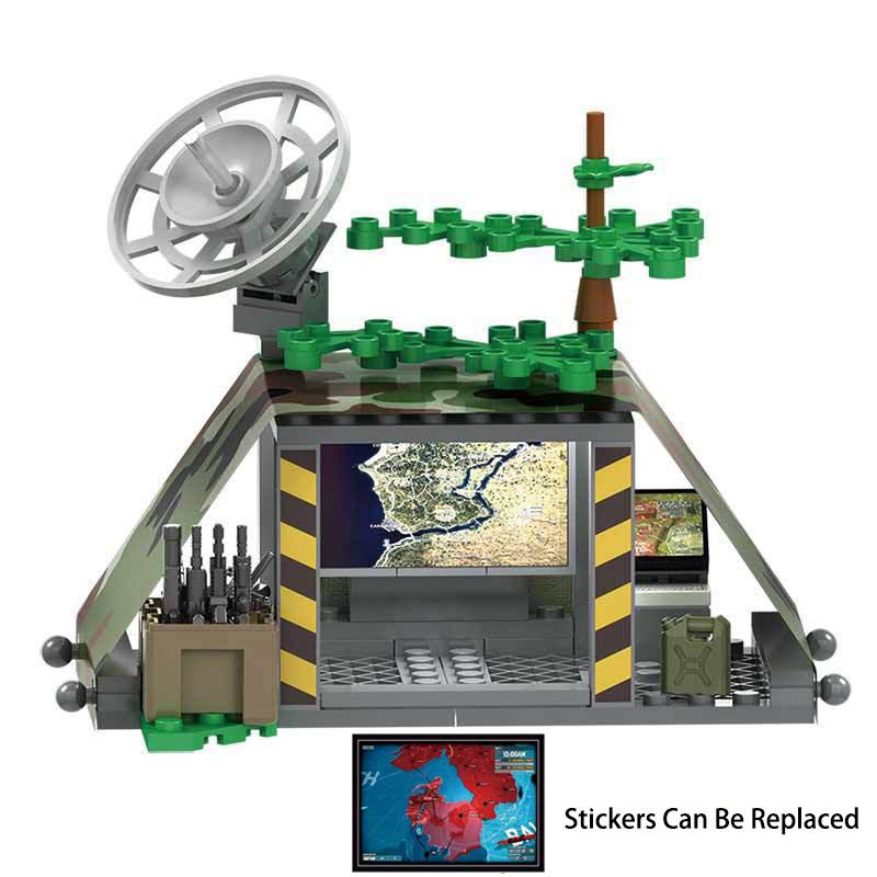 MOC Military War Accessories WW2 Soldier Building Blocks Roadblock Motorcycle Case Container Bag Brick Toy