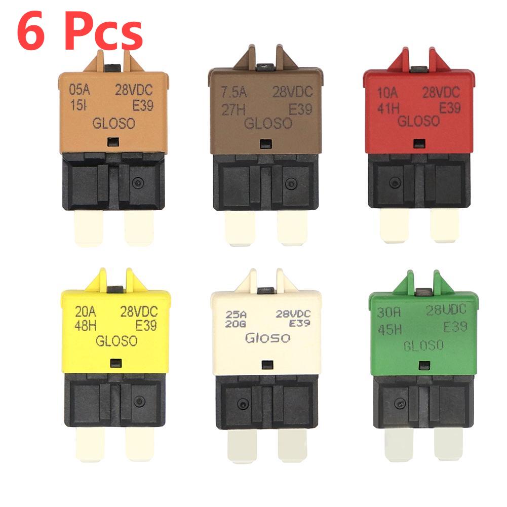 30-1 Pcs Circuit Breaker Blade Fuse Auto Accessories Manual Reset Fuse Adapter Reset for Car Truck Boat Marine 5A - 28V