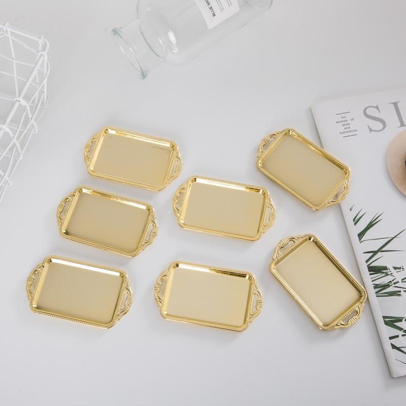 5Pcs BPA Free Vintage Rectangular Cake Plates Lightweight Plastic Cupcake Dessert Serving Trays for Tea Party Event