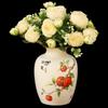 New Chinese Style Deer Ceramic Vase with Champagne Peonies
