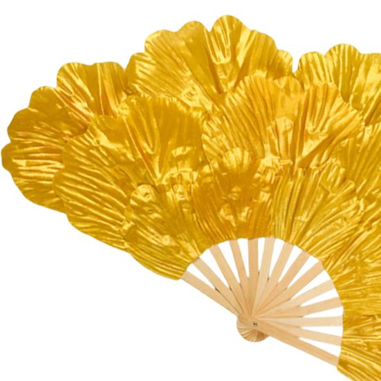 Folding Fan Waterproof 3-layer Petals Bamboo Handle Handheld Chinese Yangge Dance Fan Performance Prop for Performance