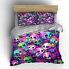 Colorful Skull Themed Decor Set Bedding Set With 1 Duvet Cover 2 Pillowcases Single Double King Queen, Gift