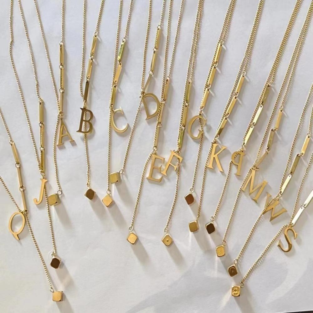 Alphabet Letter Pendant Necklace Gold Color A-Z Letter Clavicle Chain Women Choker Birthday Gift