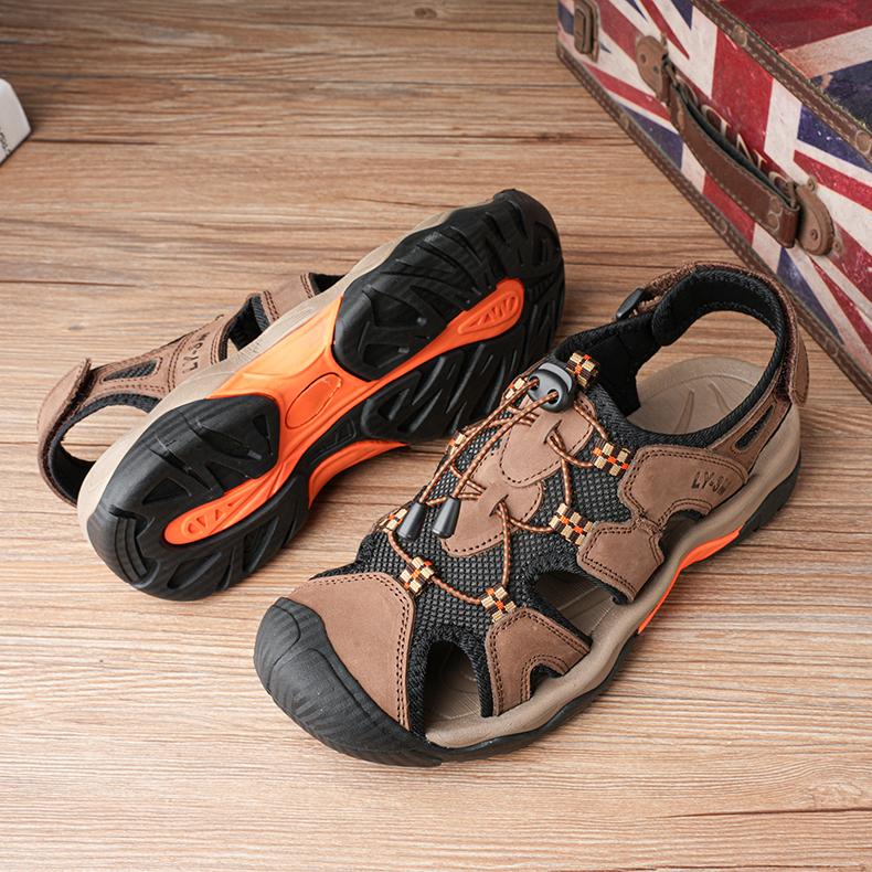 Fashion Breathable Summer Shoes Genuine Leather Mens Casual Shoes Outdoor Man Sandals Comfy Hollow Out Beach Flats Quick Dry Roman Shoe