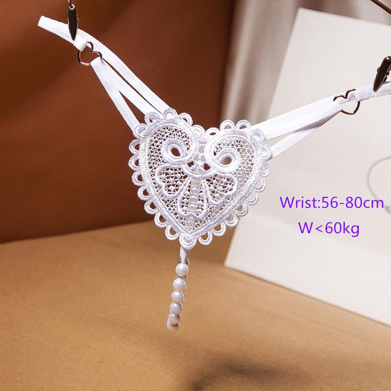 Adults Games Sex Toys of Lace Thongs G String Panties with Sexy Pearl Massaging Bead Crotchless T-back for Fetish Lingerie Flirt