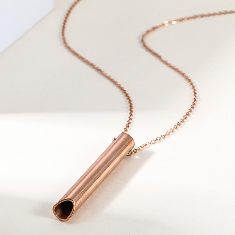 Couple Stainless Steel Mindfulness Breathing Necklace for Women Men Anxiety Relief Pendant Stress Panic Attack Relief Meditation