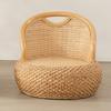 Rattan Weave round Accent Chair Comfort Floor Seat with Backrest Cozy Pouf Ottoman for Balcony Living Room
