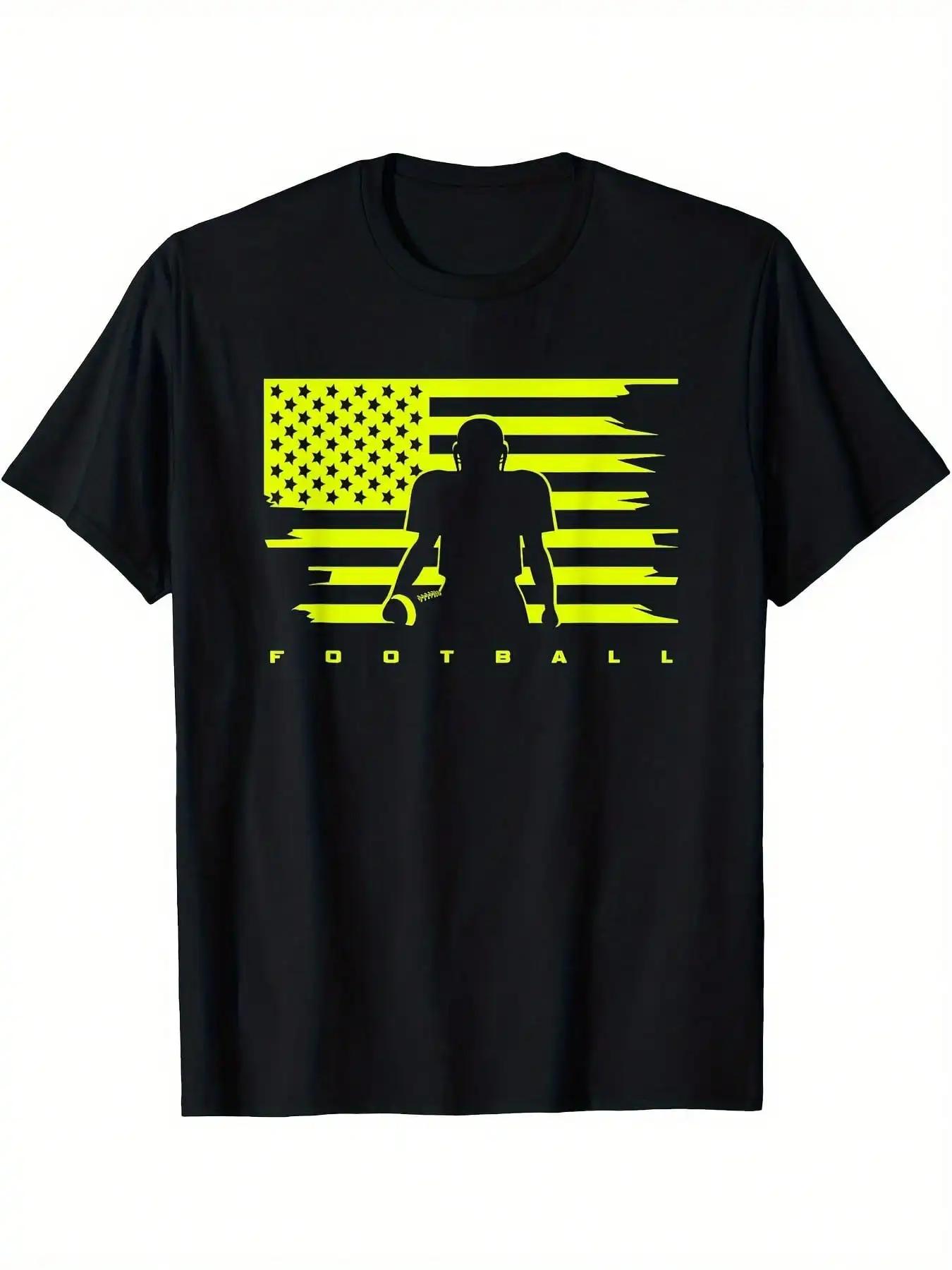 American Football Apparel Football TShirt Mens TShirt 100 Cotton Knit Fabric Casual TShirt With Crew Neck Short Sleeves S