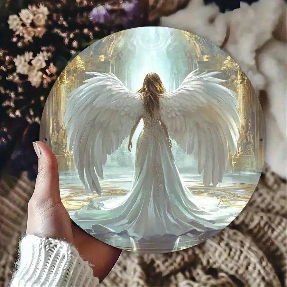 Metal Angel Wings Wall Decor 8x8 Inch Rustproof Vintage Sign for Indoor Outdoor Garden Home Art