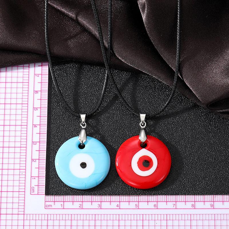 Color Glass Blue Evil Eyes Pendant Necklace Women Men Round Turkish Lucky Eye