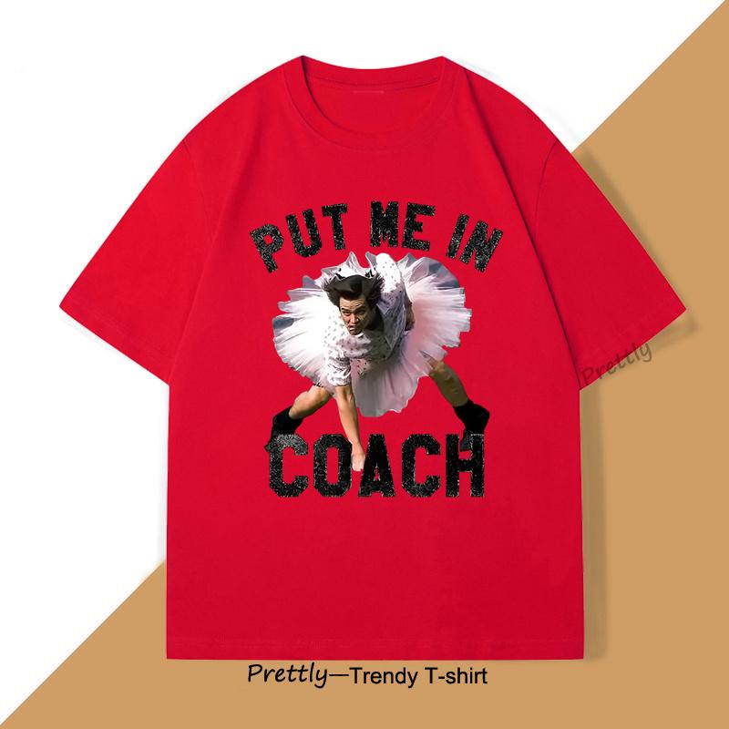 

Put Me in Coach Vintage Tshirt Cotton Loose Printed Tshirt Pullover Oversize Short Sleeve Tees Streetwear Oneck Basic Top S