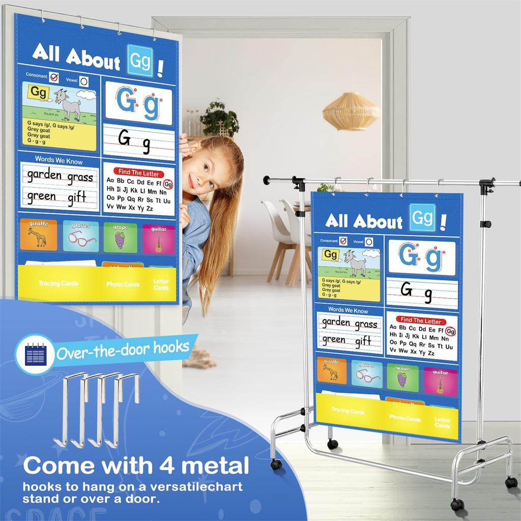 Alphabet Learning Pocket Chart Educational Tool for Kids Classroom Homeschool Teaching Aid with Letters and Words