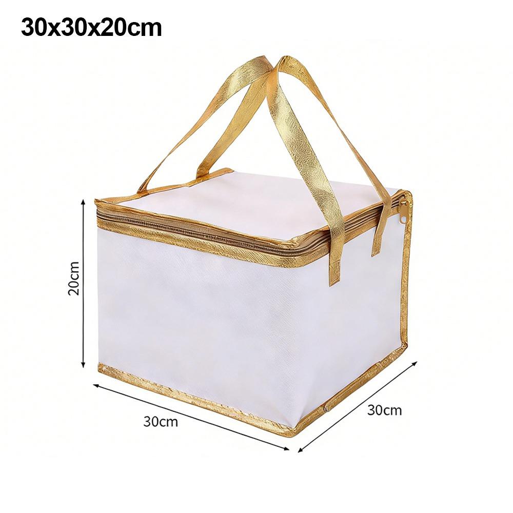 Reusable Aluminum Foil Tote Bag Zipper White Insulated Thermal Cooler Bag Refrigerated Bag Picnic Cake Fruit Drink Refrigeration