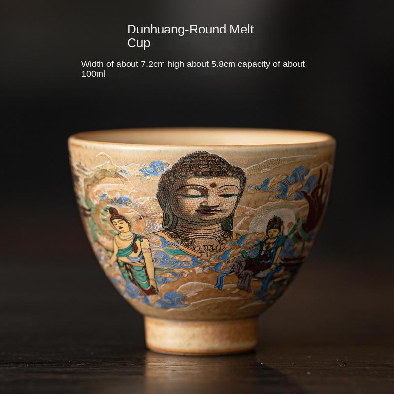 Dunhuang Culture Master Cup Handmade Retro Goblet Personal Dedicated Tea Cup Household Ceramic Cup Tea Bowl  200ml