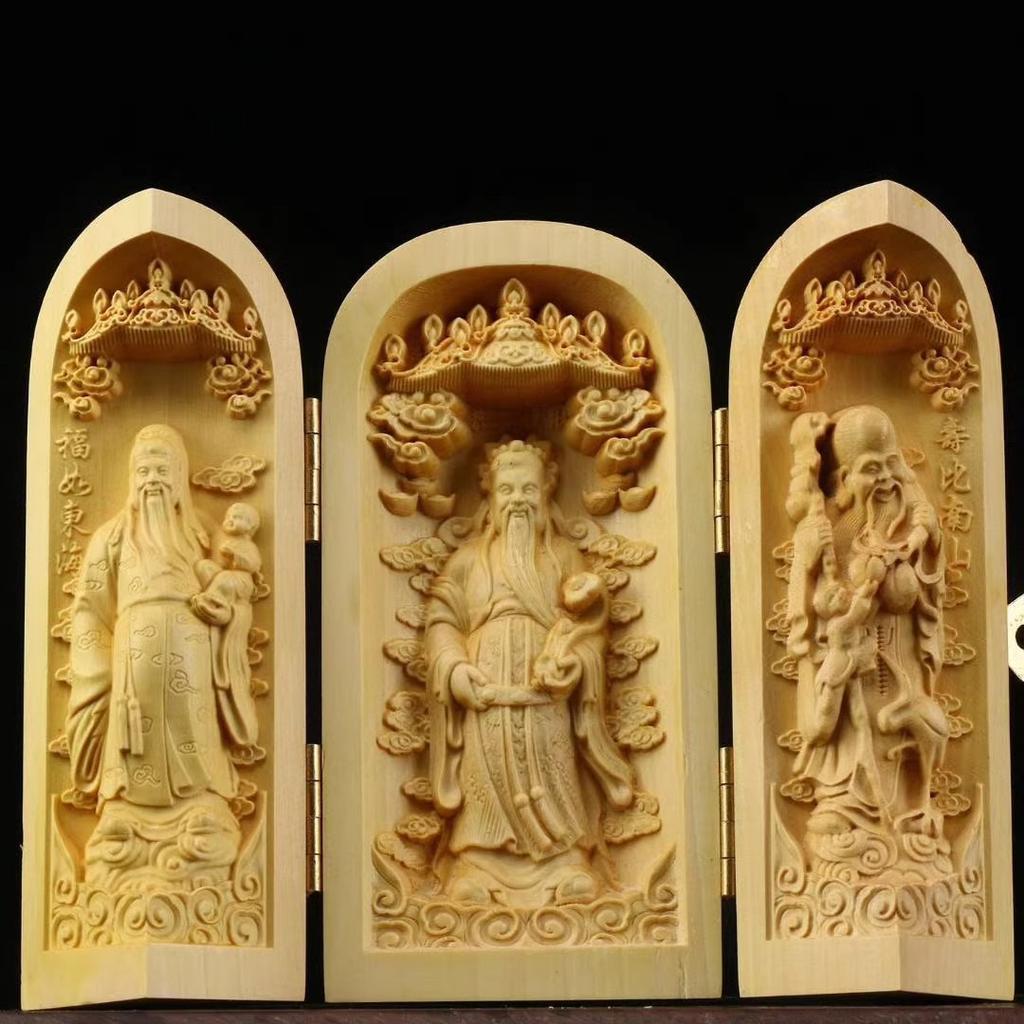Skládací krabička Ozdoba sochy Buddhy, Sochy Guanyin, 3,93" Dřevořezba Západní Sansheng Řemesla Kancelář Domácí dekorace dárek