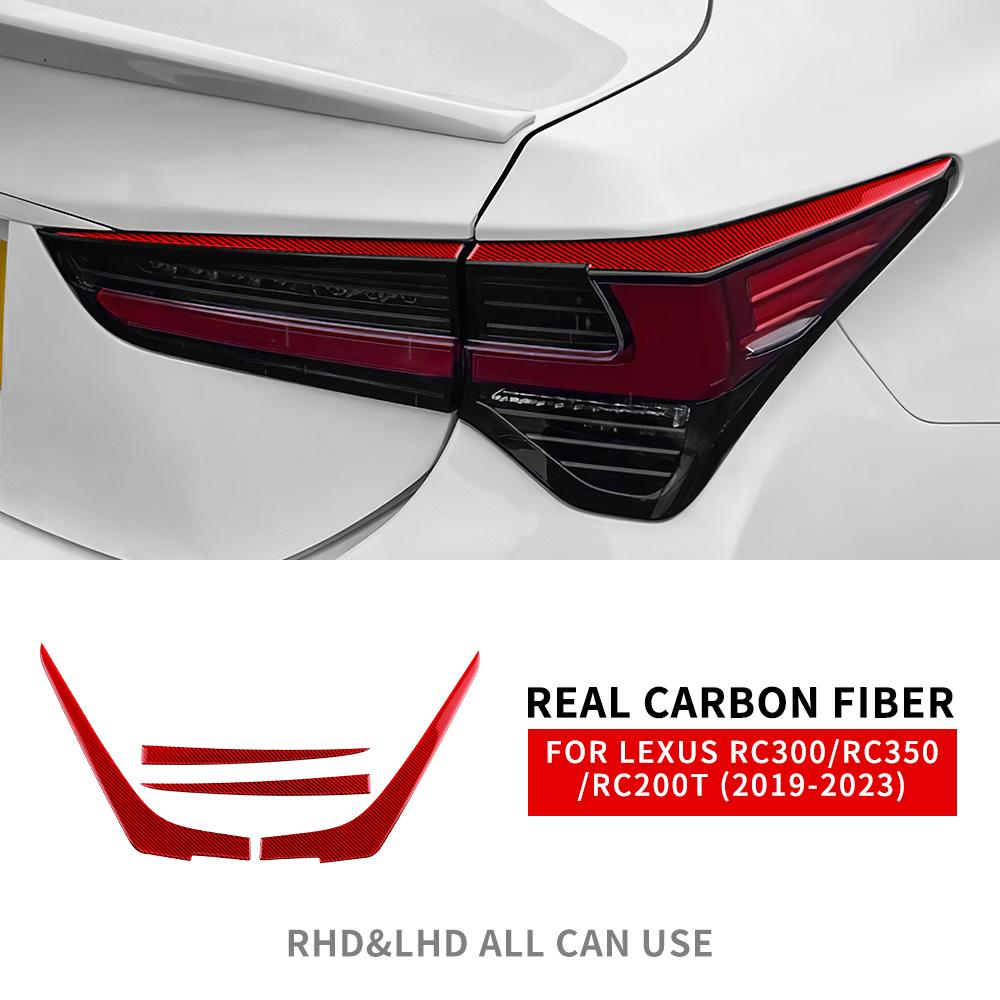 For Lexus RC300 RC350 RC200T      2024 Real Soft Carbon Fiber Car Rear Tail Light Sticker Trim Accessories Red Carbon