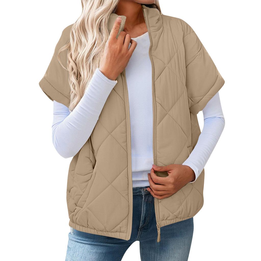 Women's Fashion Light Jacket Stand Collar Multicolor Zipper Button Coat