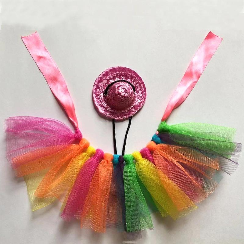 Pet Bearded Dragon Cosplay Tutu Skirt+ Hat Stylish Costume Accessories Dress Up Pet Halloween Holiday Accessories