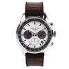 Mauro Jerardi Watch Solar Chronograph MJ063-2 Men's 100m Water Resistant Silicone & Brown Leather Strap White Dial
