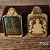 Ciondolo in Acciaio Titanio Thangka Tibetano: Scatola per Gu, Monofacciale/Bifacciale, Oro/Argento, Guscio Amuleto del Buddha Benming