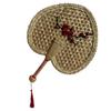 Handmade Chinese Wheat Straw Fan - Heart-Shaped, Plum Blossom Design, Traditional Art, Ideal for Dance