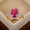 Huitan Anelli da Donna a Forma Ovale Grande con Zirconia Cubica Rosso Rosa Gioielli di Lusso per Donna per Feste Miglior Regalo per la Mamma Anelli Brillanti con CZ