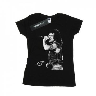 Camiseta feminina de algodão com foto assinada Bon Scott