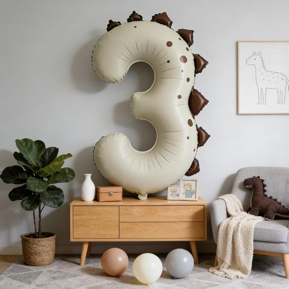 Aluminum Foil Number Foil Balloons Matte Finish Cartoon Number Balloons  For 1-3 Year Olds