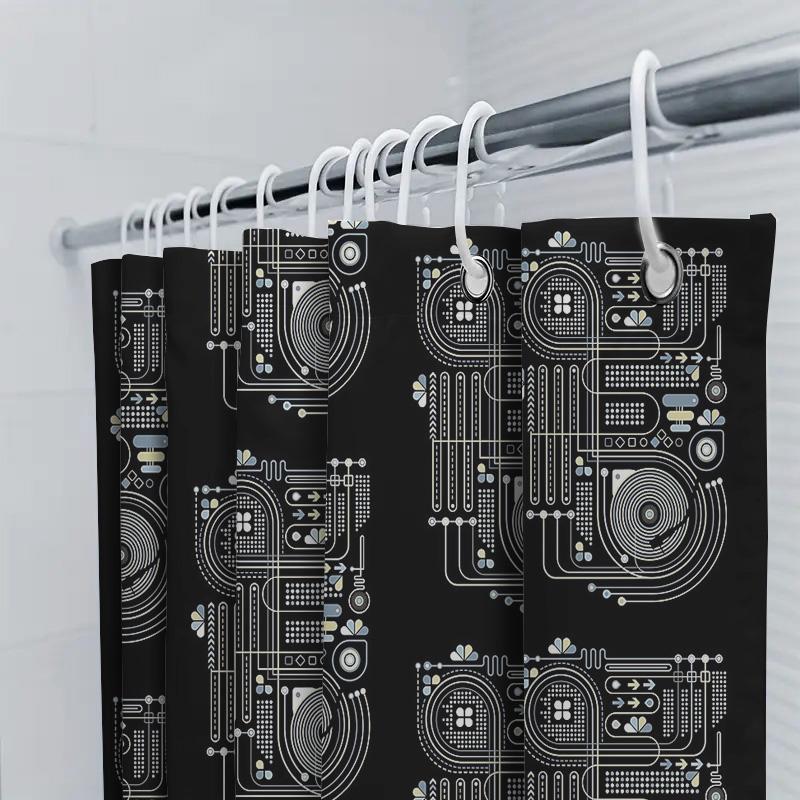 Unique Circuit Board Shower Curtain Modern Abstract Tech Pattern Bathroom Decor Waterproof Fabric Washable Liner
