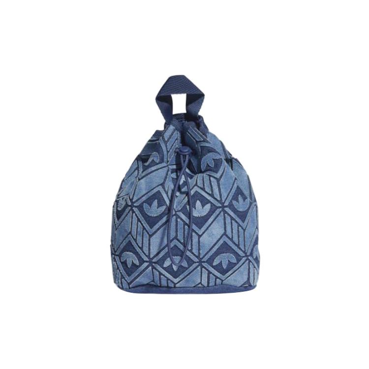 Adidas Originals All Over Logo Drawstring Sports Backpack Unisex Backpacks Blue HD7019 Blue