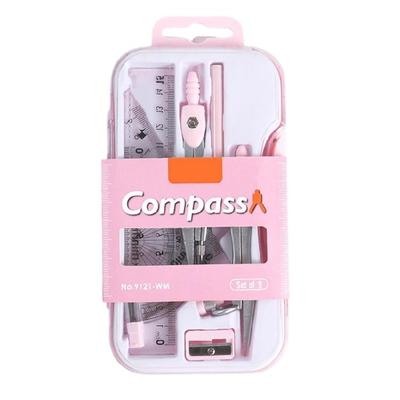Compass and Ruler Plastic Drafting Supplies Kits With Organized Case, 9 Essential School Geometry Tools For Engineers