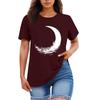 Ladies' Loose Comfortable Casual Fashionable  Moon Pattern Printed Round Neck Short Sleeved Shirt