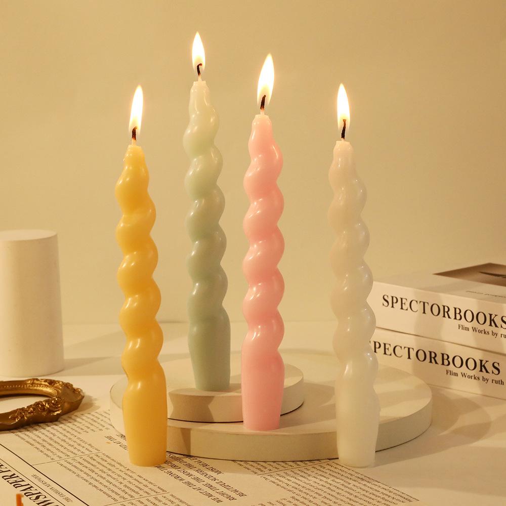 Classic Colorful Threaded Candles for Home Use Creative Odorless Long-stem Twisted Candles