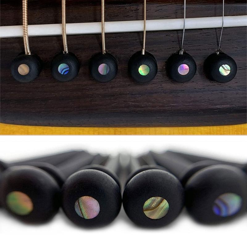 Ebony Guitar Bridge Pins with Bridge Pin Puller Set Bass Guitar Bridge Pegs Stringed Instruments String Nail Remover