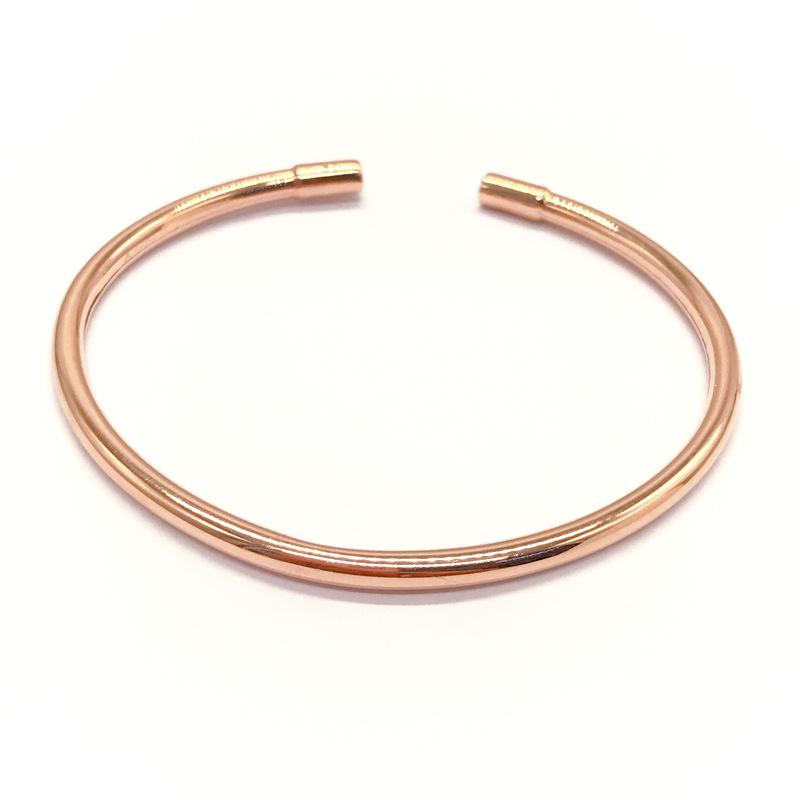 Rose Gold-Plated Purple Gold Fashion Smooth Plain Ring Opening Cold Wind Bracelet Women