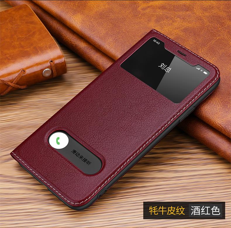 Magnetic 100% Genuine Leather View Window Case for iPhone 16 15 14 13 12 11 Pro MAX XR X Plus Case Wallet Flip Stand Free Answer