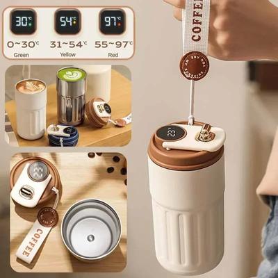 Smarte Thermosflasche 420ml Kaffeetasse 316 Edelstahlbecher Bürobecher Auslaufsichere Thermosflasche Reise-Thermobecher Wintergeschenk