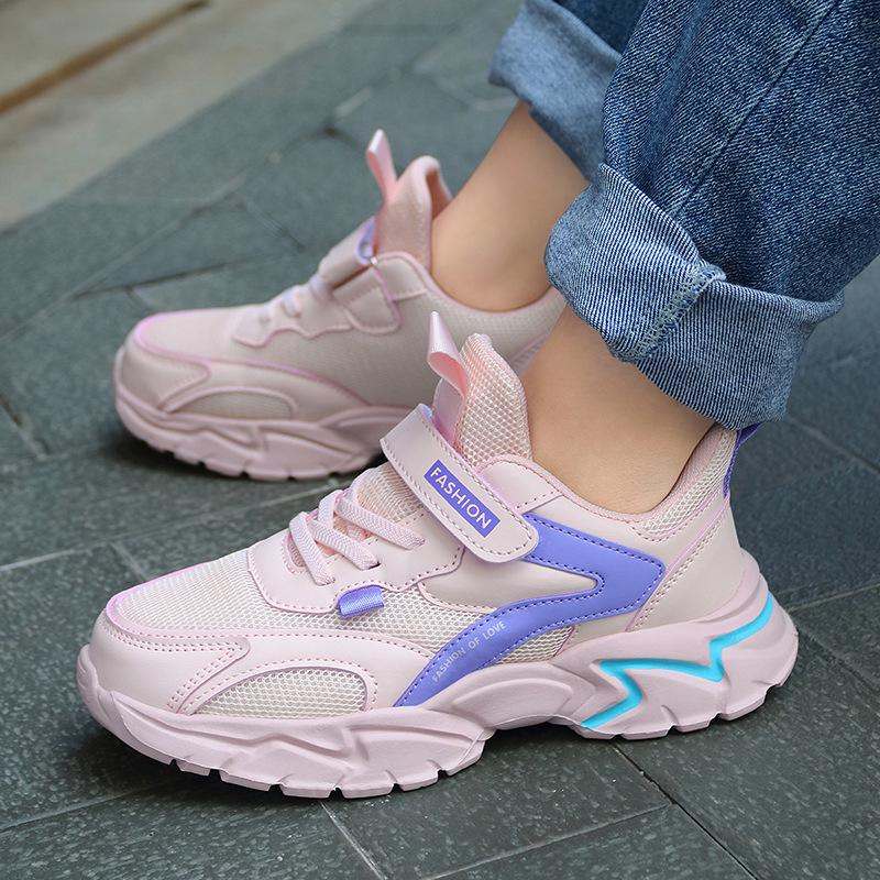 Klassenkameraden, Sportschuhe, Mädchen-Freizeitschuhe, Frühling und Herbst Mesh atmungsaktiv weiche Sohle, rutschfest Schulstil, Leistungsschuhe für Grundschule