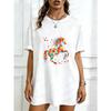 Oversized T Shirt Dress Black Colorful Horse Print Casual Streetwear Style For Women