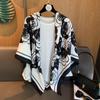 Spring And Summer Long Silk Scarf Women'S Fashion Simulation Silk Versatile Light And Elegant Sunscreen Large Shawl Printed Beach Towel Square Scarf