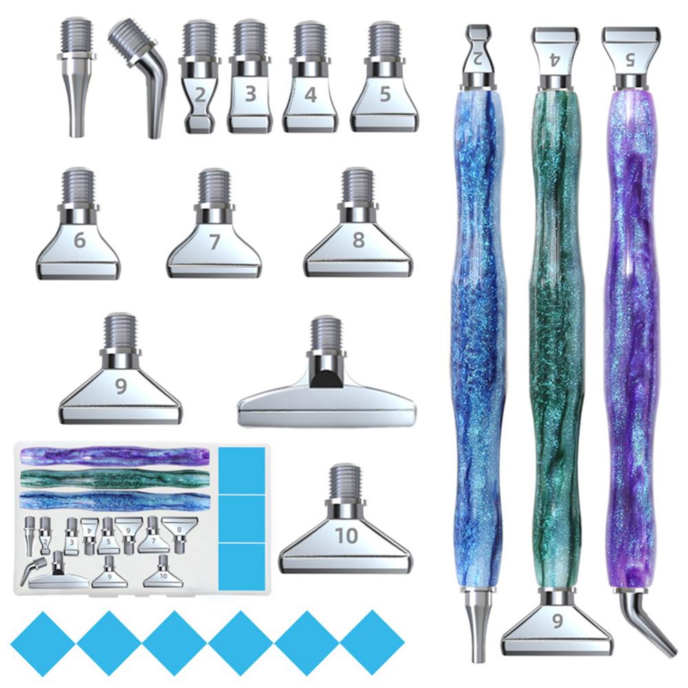 Caneta de Pintura com Diamantes de Resina 5D Fio Cabeças de Caneta de Metal de Reposição Canetas de Broca de Ponta Com Argila Adesiva Artesanato de Arte DIY Pintura com Diamantes