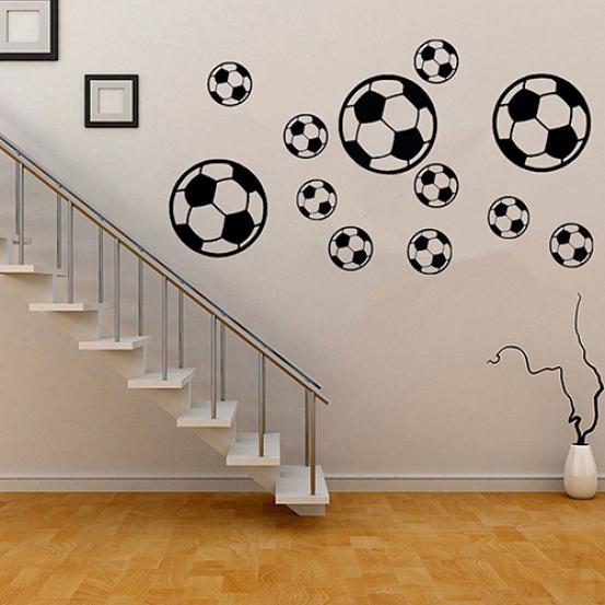 12Pcs/Set Football Soccer PVC Wall Art Sticker Decal Boys Bedroom Home Decor ADM