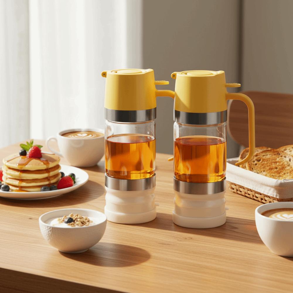 Durable 300 ML Glass Honey Dispenser Clear with Handle No Drip Honey Jar Press Type Sealed Honeys Bottle Tea