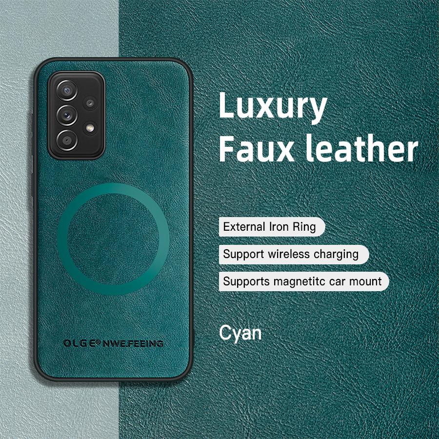 Classic Leather Wireless Charging For Magsafe Magnetic Case For Samsung Galaxy A52 A52S 4G 5G Soft Back Cover