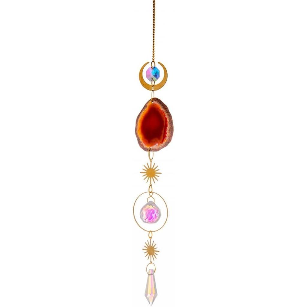 Agate Car Hanging Ornament, Swinging Rear View Mirror Pendant Crystal Car Interior Decorations for Men Women Car Office Room