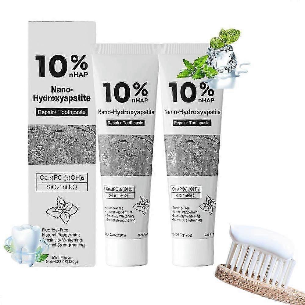10%nHAP Nano Hydroxyapatite Toothpaste Fluoride-Free Enamel Repair Whitening Toothpaste, Cool Mint Fresh Breath 1-3pcs